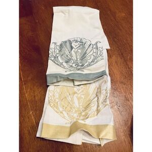 J. Charles-Alpert Hand‎ Painted Linens Venus Half Shell Tea Towels Set of 2